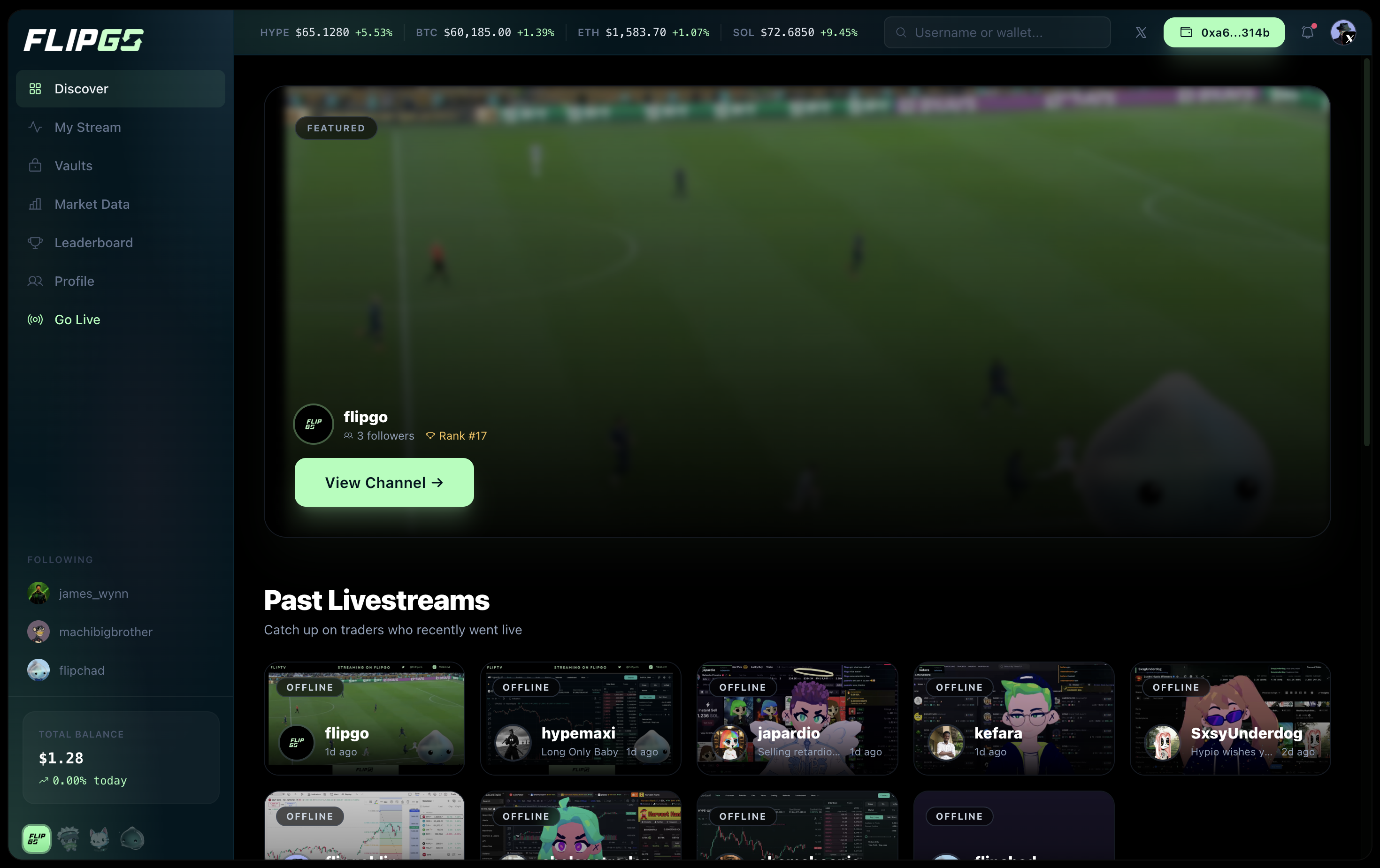 FLIPgo Discover page